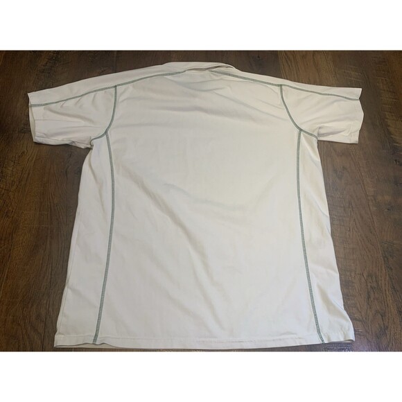 Patagonia Mens Large Ivory/bone color polo shirt W/Army Green Stitching - Picture 5 of 5
